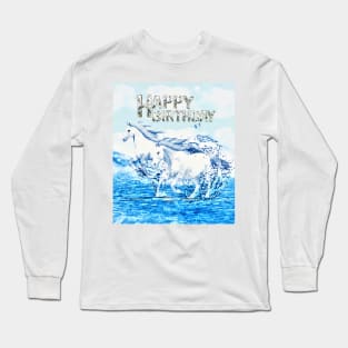 Angelic Horses Birthday Greeting Long Sleeve T-Shirt